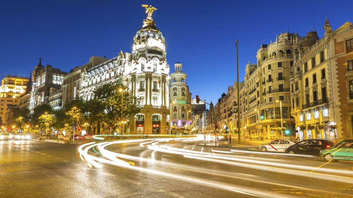 Gran Via in Madrid, Spanje