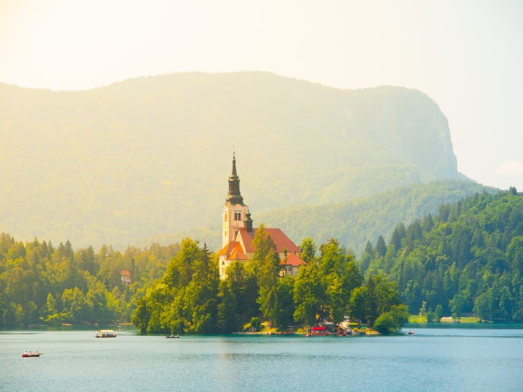 Kerk op Meer van Bled, Slovenië
