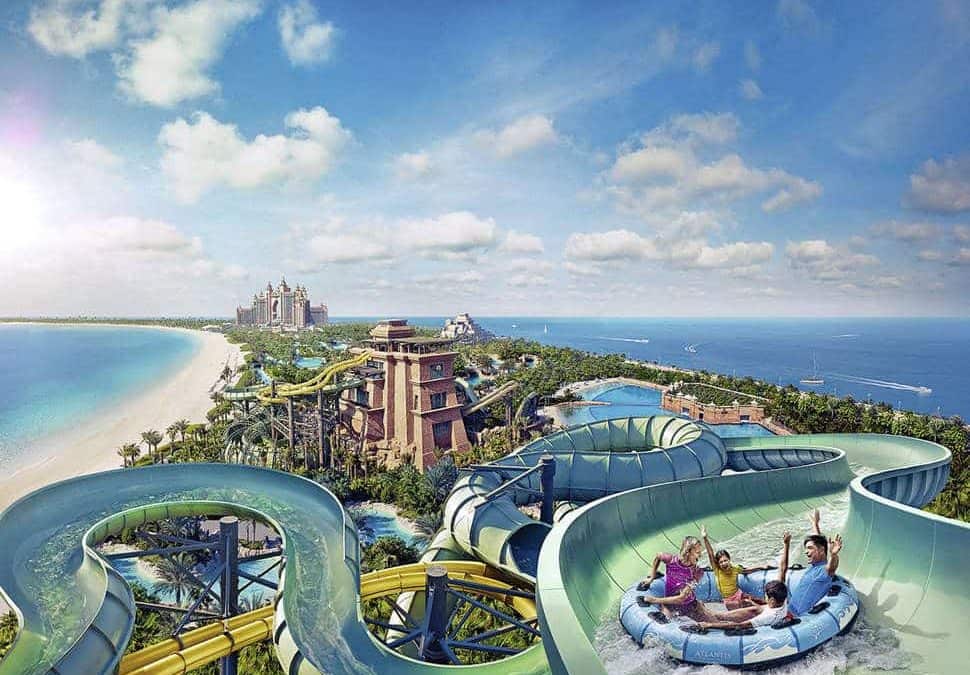 Glijbanen in Atlantis The Palm in Dubai, Verenigde Arabische Emiraten