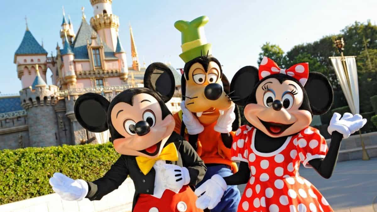 Mickey, Goofy en Minnie in Disneyland Parijs, Frankrijk