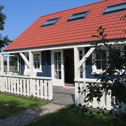Terras van Fins vakantiehuis in De Cocksdorp, Texel