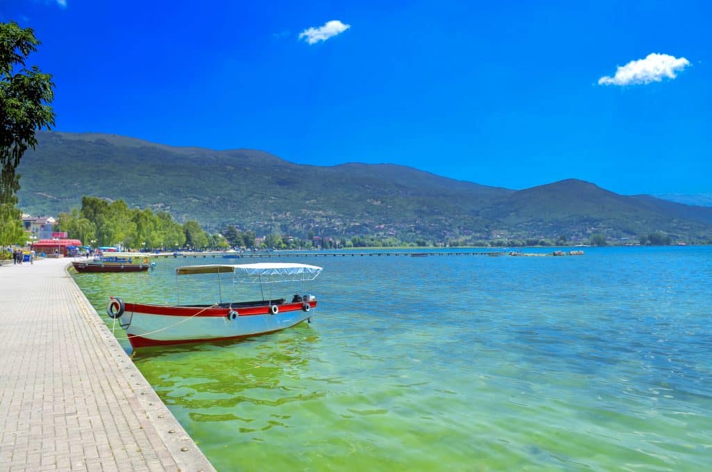 Boot in het Meer van Ohrid, Macedonië