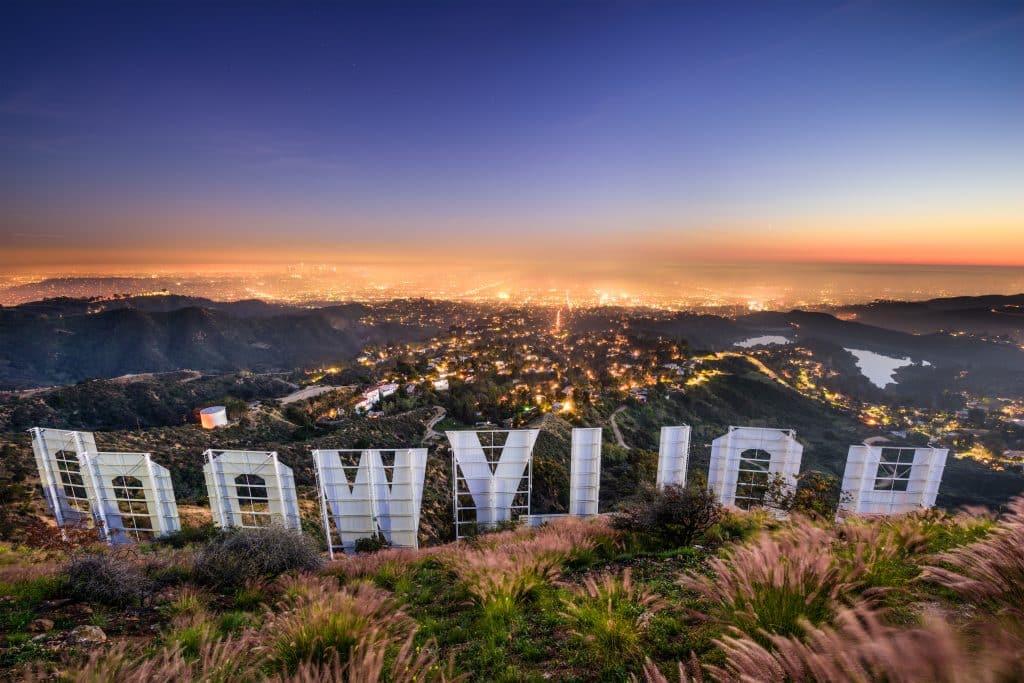 Hollywood bord van achteren in Los Angeles, Verenigde Staten