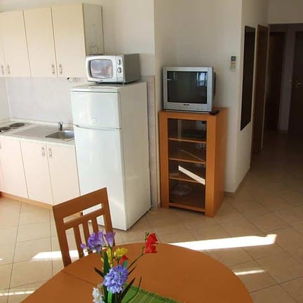 Keuken en woonkamer van Villa Mandina in Sevid, Kroatië