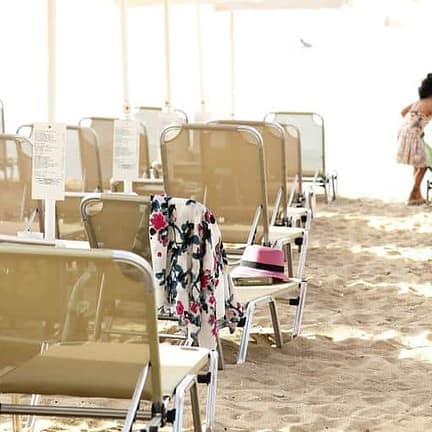 Strand van Hotel Mavridis in Flogita, griekenland