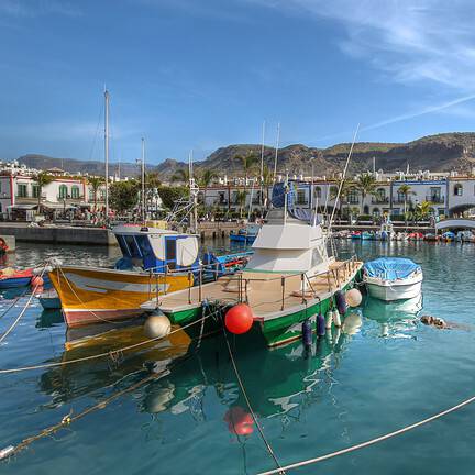 Vissersbootjes in Puerto de Mogan, Gran Canaria