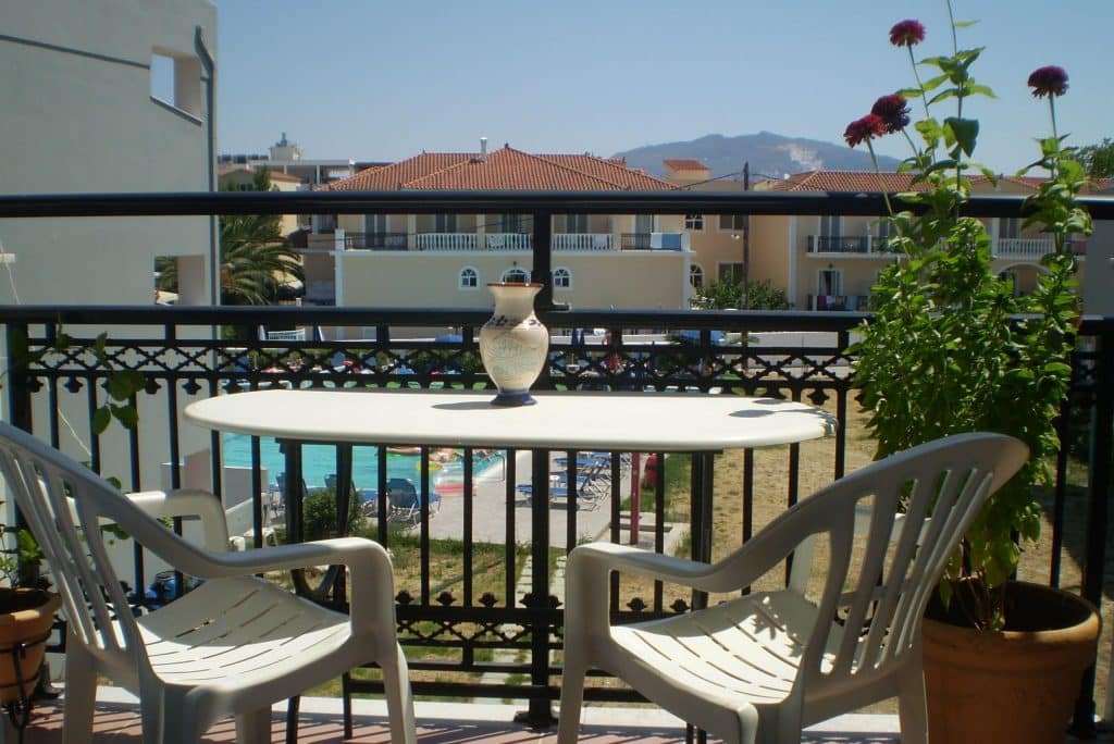 Balkon van Hotel Zante D'Oro in Laganas, Zakynthos