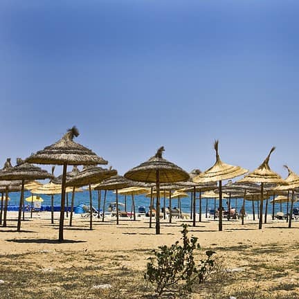 Strand van Club President en Tunisian Village in Hammamet, Tunesië