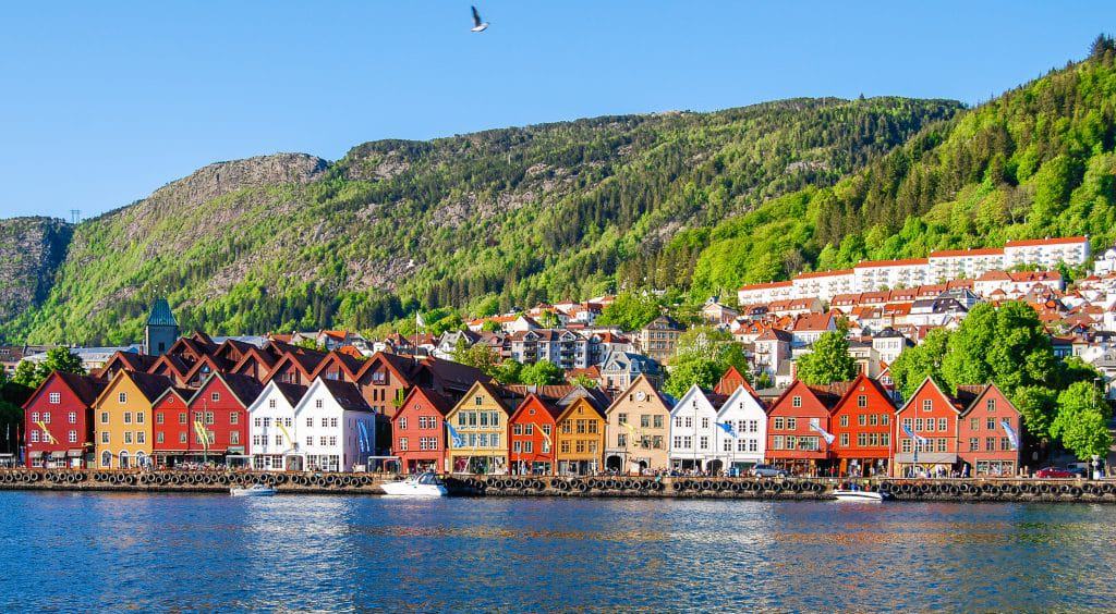 Oude huisjes in Bergen, Noorwegen