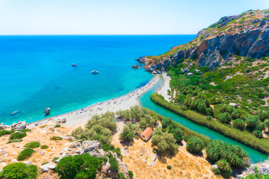 Uitzicht over Preveli Beach op Kreta, Griekenland