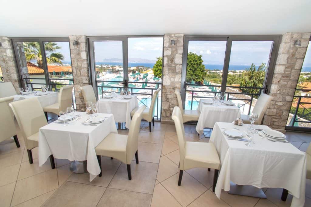 Restaurant van Aegean View Aqua Resort in Kos-Stad, Kos, Griekenland
