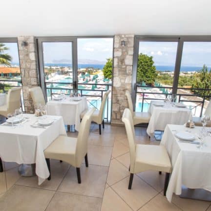 Restaurant van Aegean View Aqua Resort in Kos-Stad, Kos, Griekenland