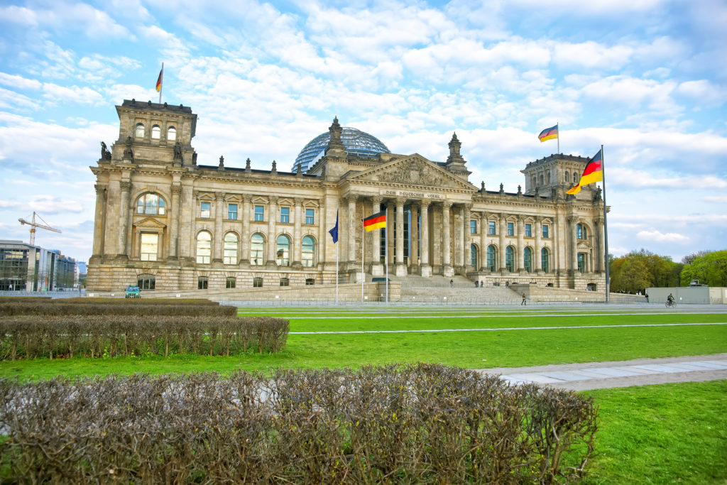 Uitzicht op de Reichstag in Berlijn, Duitsland