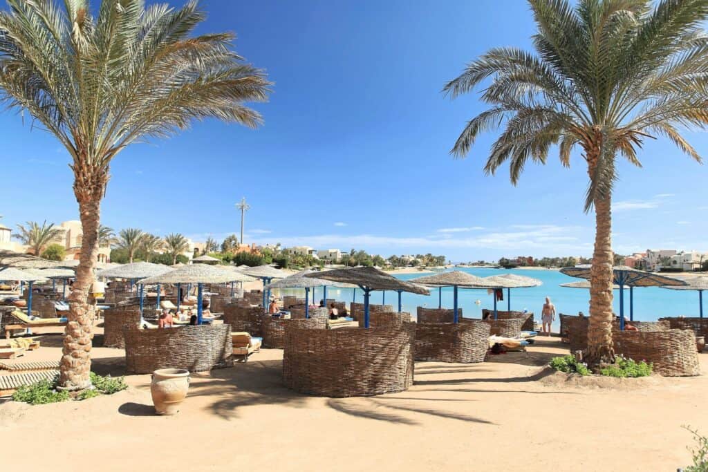 Strand van Three Corners Rihana Inn in El Gouna, Rode Zee, Egypte