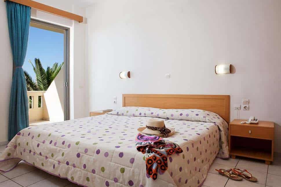 Slaapkamer van appartement van Marino’s Beach Appartementen in Rethymnon, Kreta, Griekenland