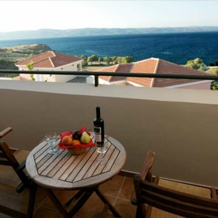 Uitzicht van Sunrise Resort Hotel in Molyvos, Lesbos, Griekenland