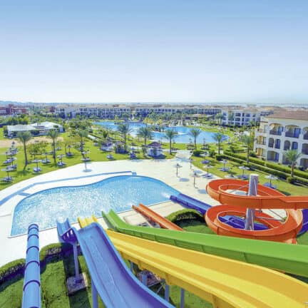 Glijbanen van Jaz Aquamarine Resort in Hurghada, Rode Zee, Egypte