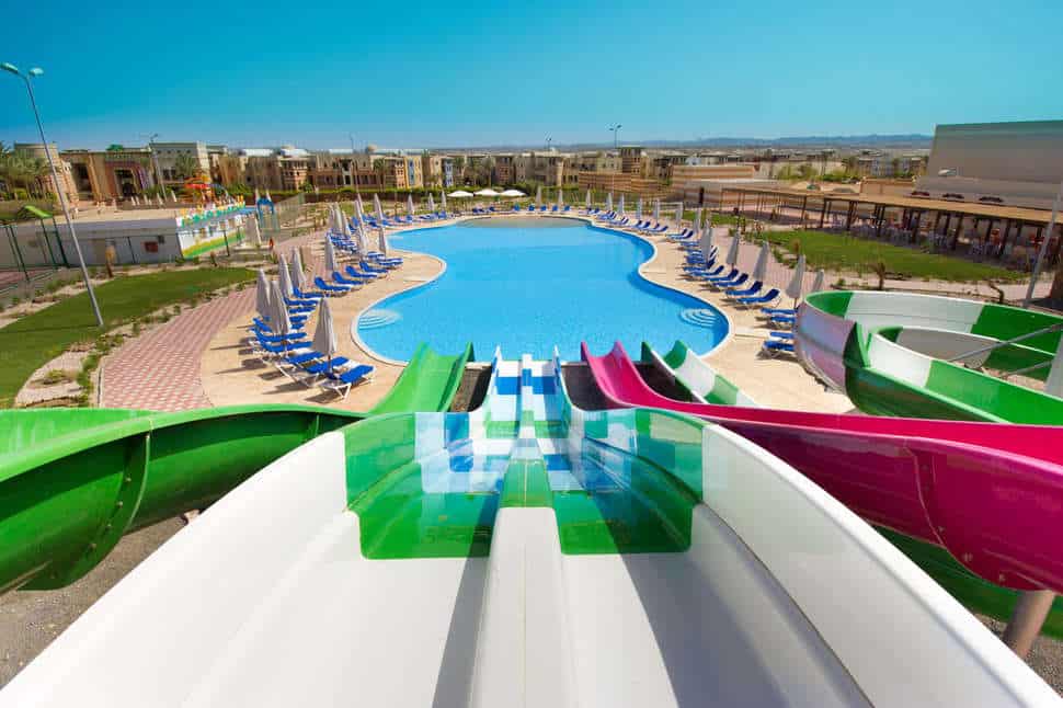 Glijbanen van Sunrise Marina Resort in Marsa Alam, Rode Zee, Egypte
