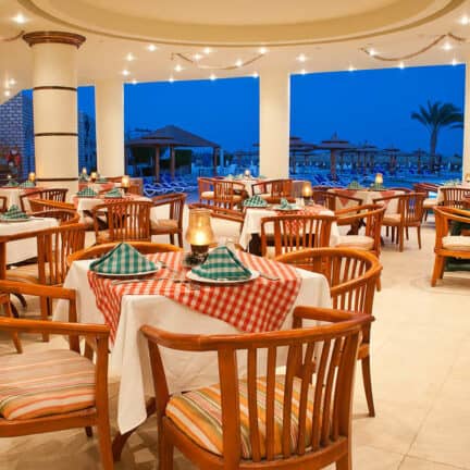 Restaurant van Aladdin Beach Resort in Hurghada, Rode Zee, Egypte