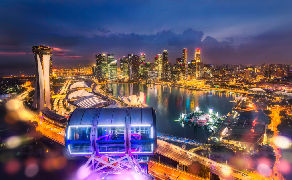 Uitzicht op Singapore vanuit de Singapore Flyer