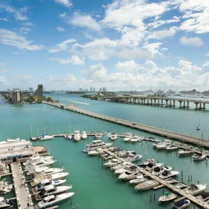Uitzicht van Miami Marriott Biscayne Bay in Miami, Florida, Verenigde Staten