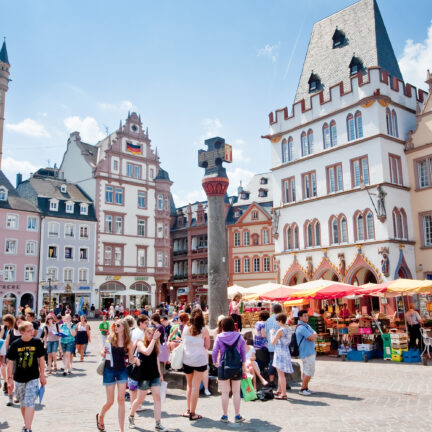 Centrum van Trier met middeleeuwse huizen