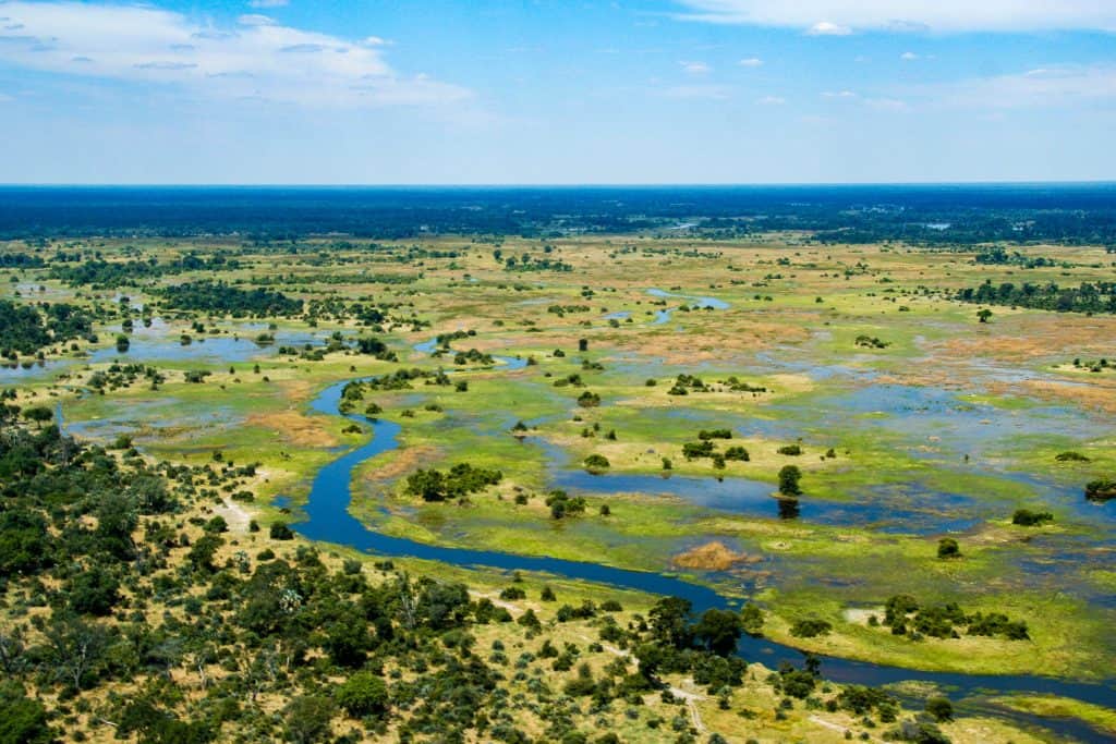 De Okavango Delta vanuit de lucht