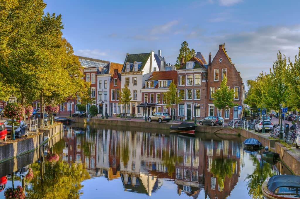 Oude centrum van Leiden in Zuid-Holland