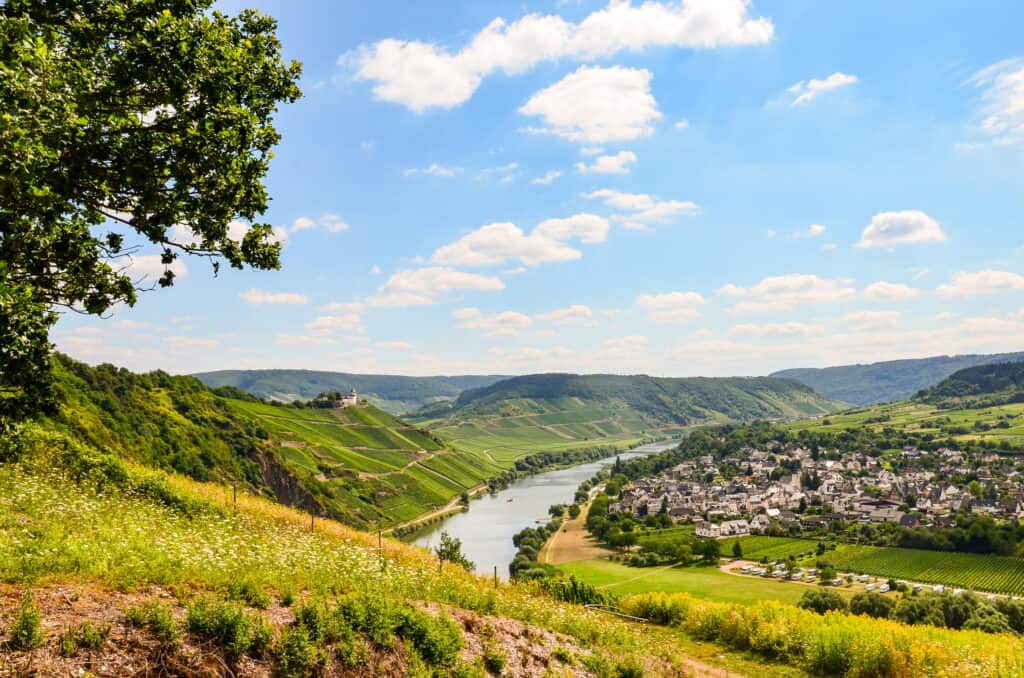 Uitzicht op rivier de Moezel in Duitsland